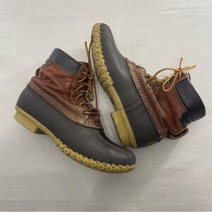 Vintage LL BEAN 6" Unlined Brown Tumbled Leather Duck Padded Boots Men Size 11~